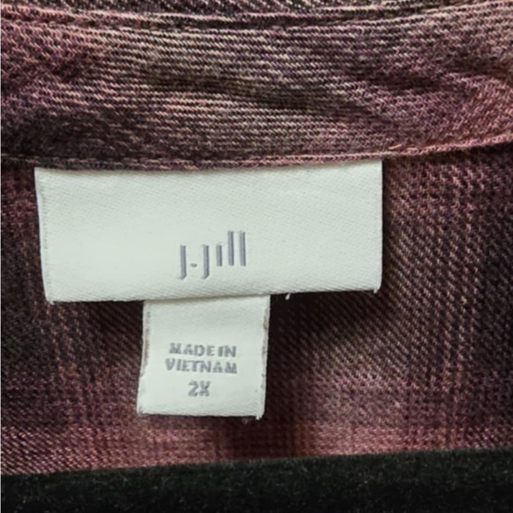 J. Jill Women’s 2X Plaid Button Front Tiered Tunic Top Boho Flowy Blouse - Picture 2 of 3